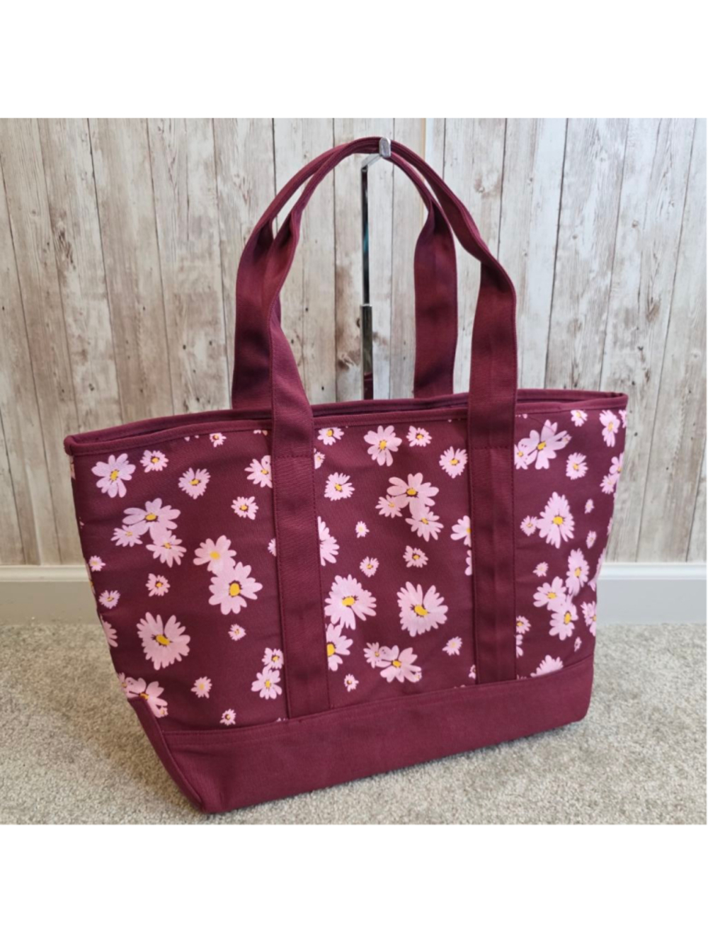Women's Coach Maroon Pink Floral Canvas Tote Bag NWOT - Picture 7 of 8